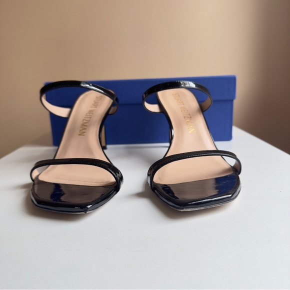 Stuart Weitzman Black Patent Strappy Heels - Picture 2 of 9